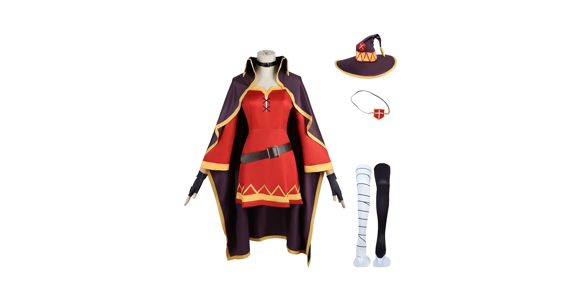 Amazon.co.jp: めぐみん コスプレ衣装セット 帽子+アイマスク付き 全